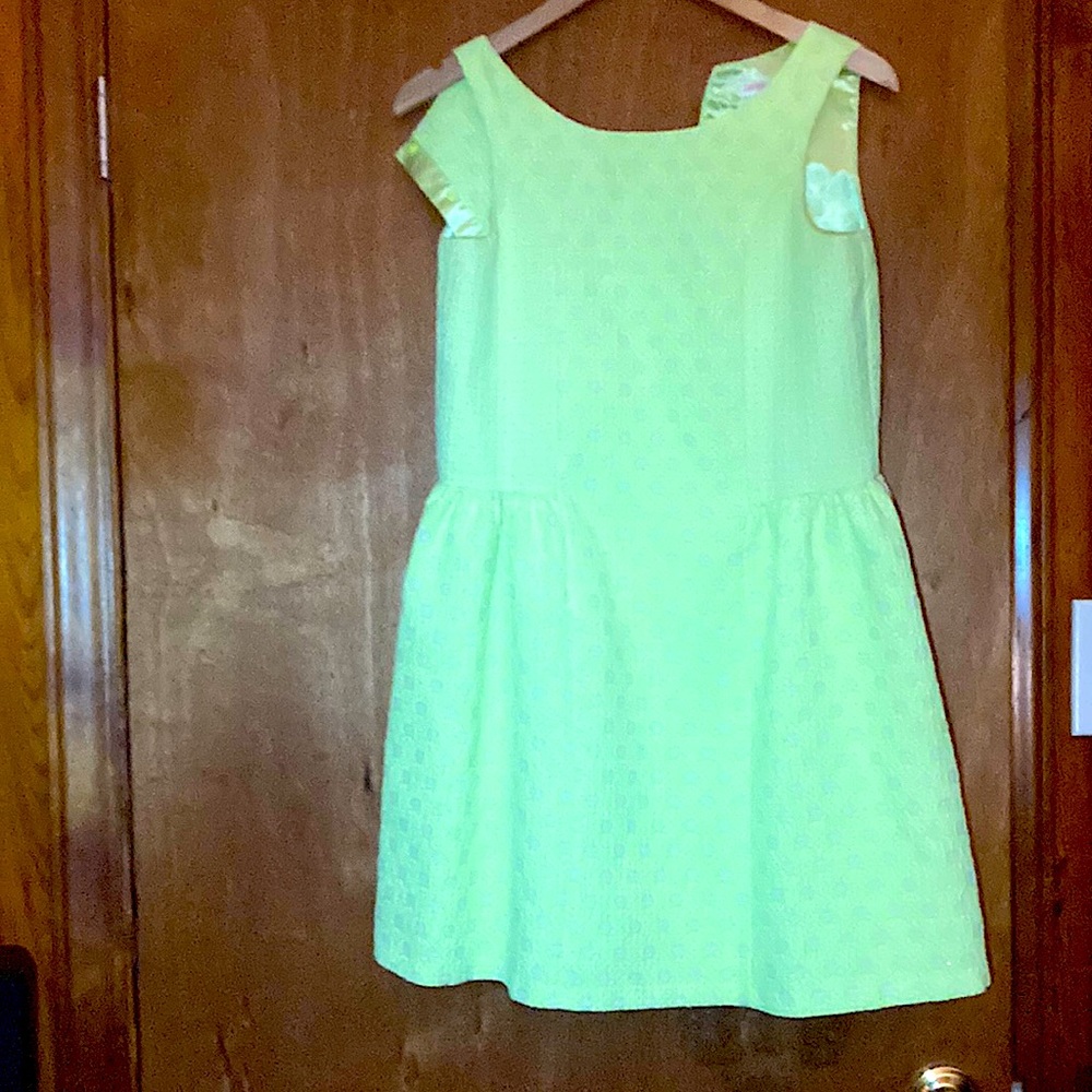 Neon Yellow Girls Dress,Button down in the back